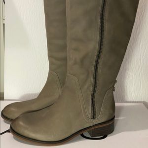 Aldo Gray/Taupe Leather Knee High Boots